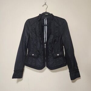 White House Black Market Zip Up V-Neck Pocket Jacket Coat Size 6
